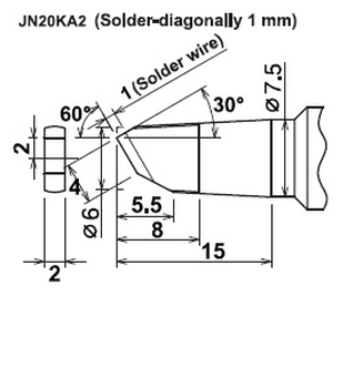 ปลายหัวแร้งซามูไร Cera cote solder tip samurai jn20ka2 solder diagonally 1mm